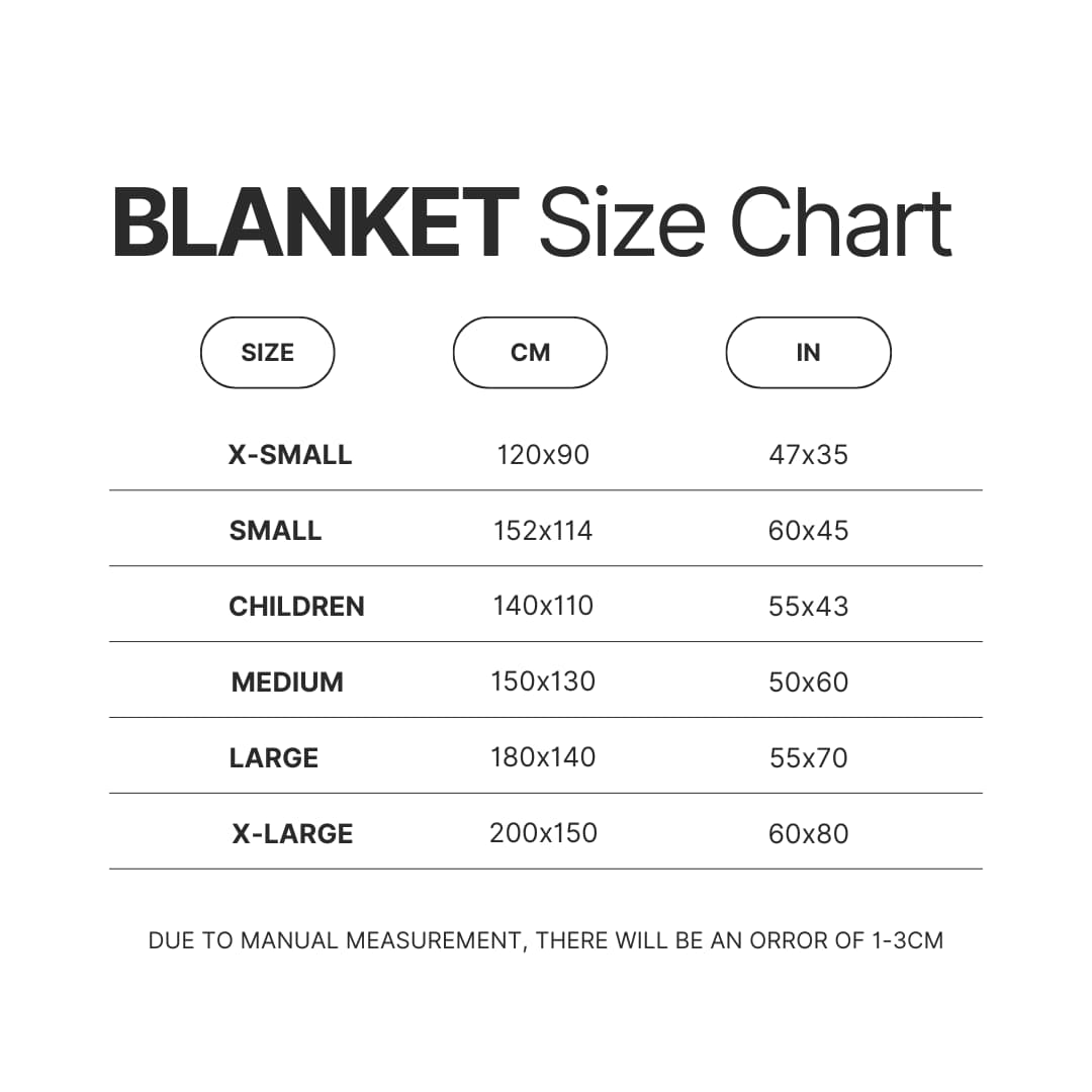 Blanket Size Chart - Bleach UK Shop