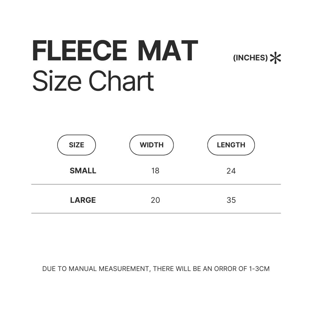Fleece Mat Size Chart - Bleach UK Shop