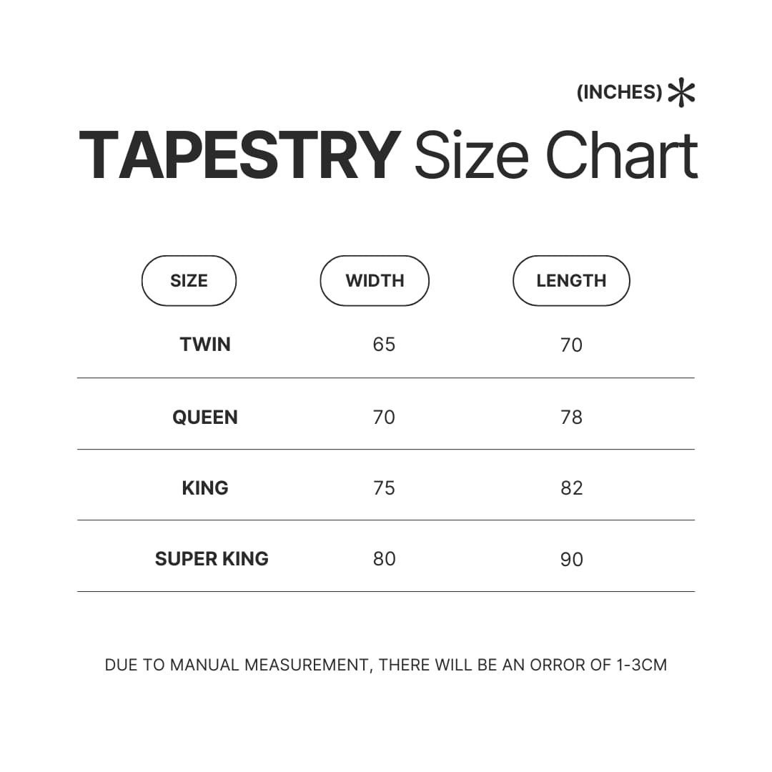 Tapestry Size Chart - Bleach UK Shop